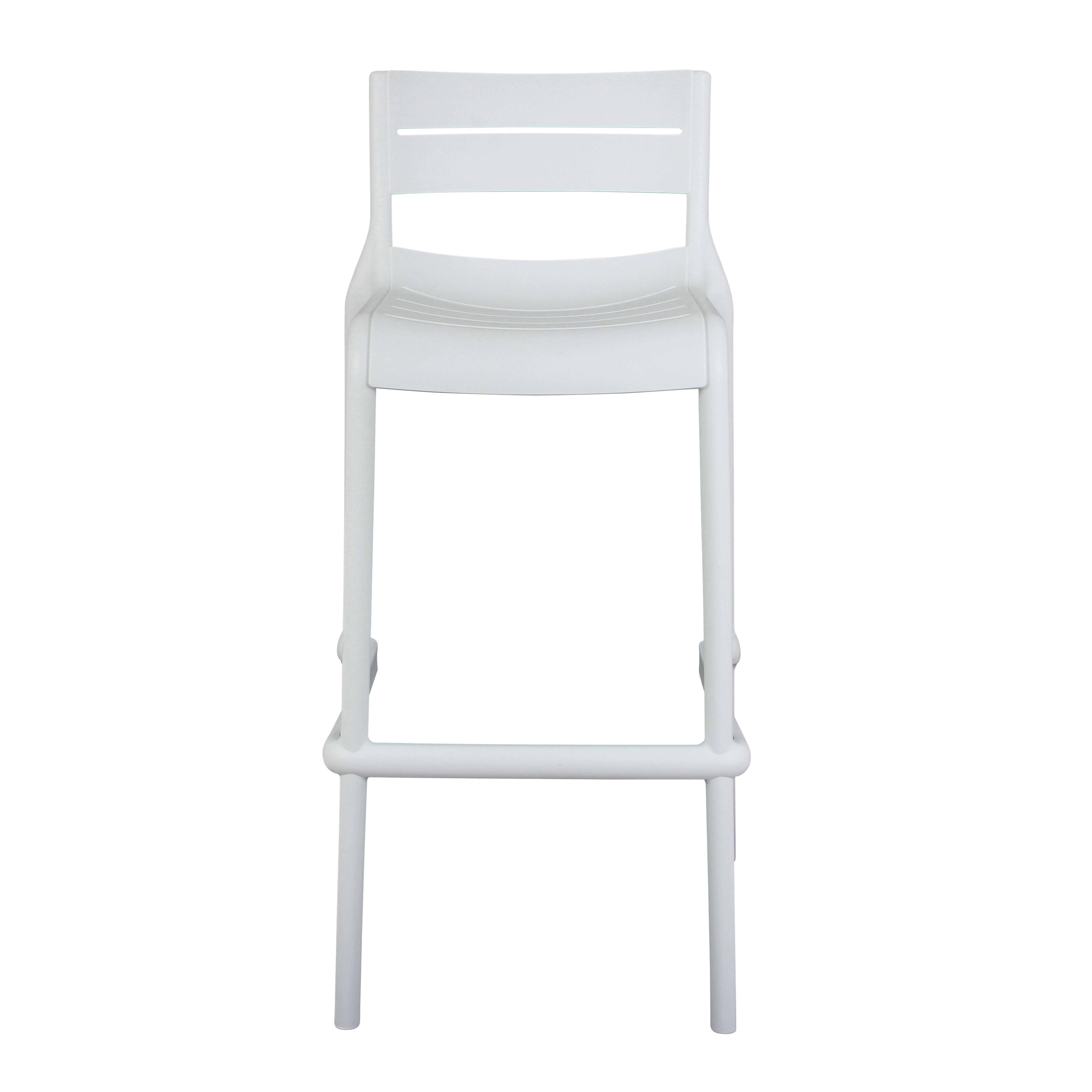 Oviala - Lot de 4 chaises hautes de terrasse en plastique blanches - Oviala - Imagen 3