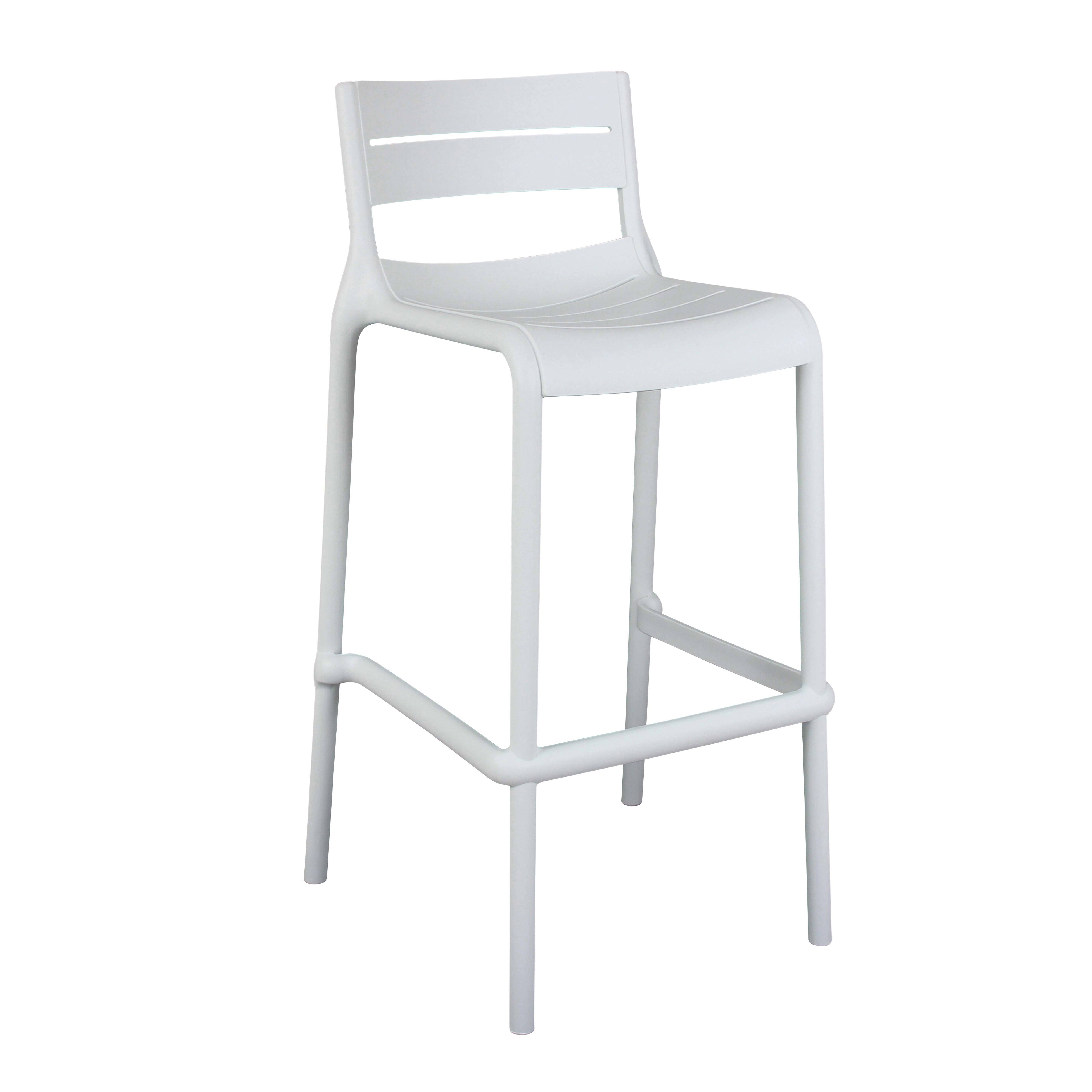 Oviala - Lot de 4 chaises hautes de terrasse en plastique blanches - Oviala - Imagen 2