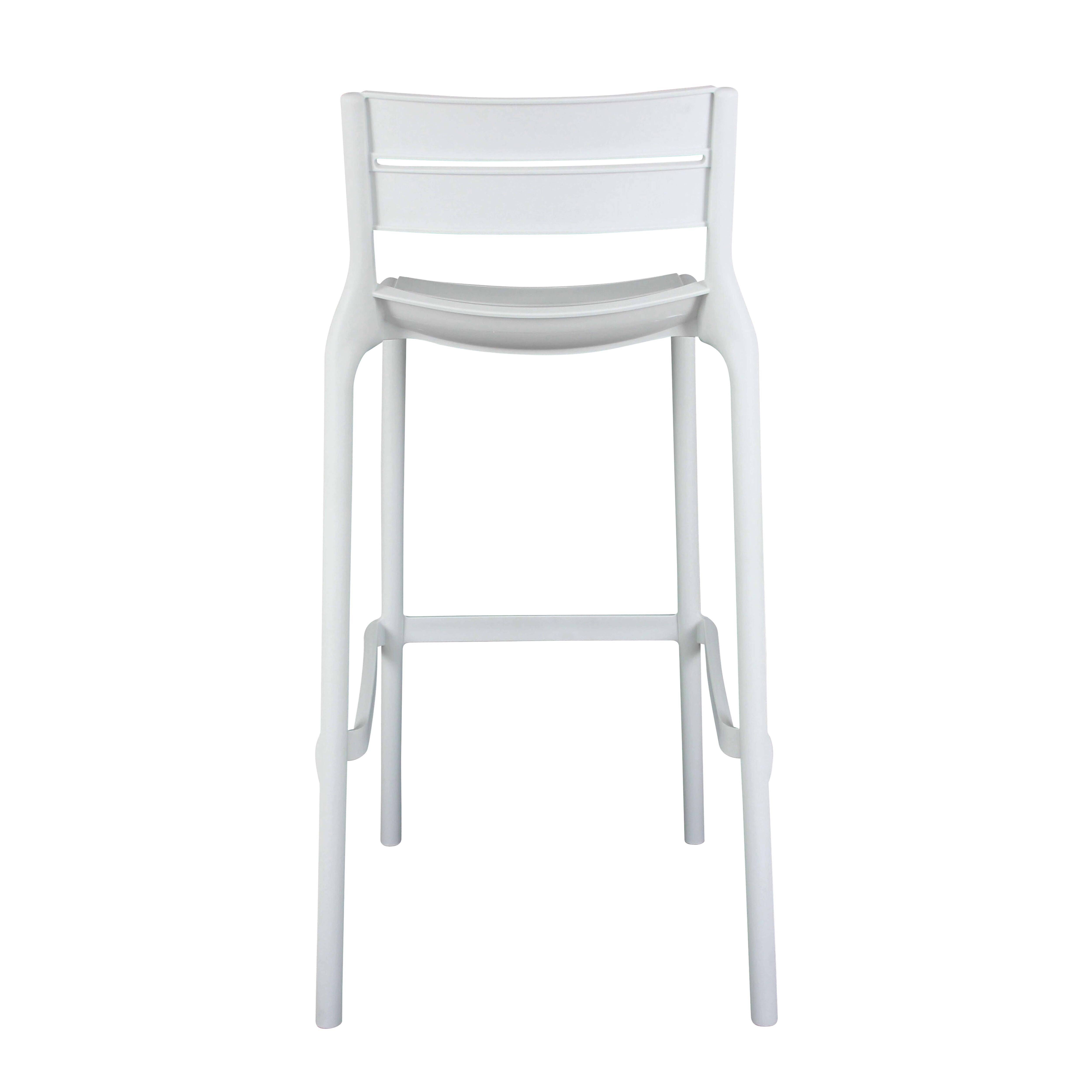 Oviala - Lot de 4 chaises hautes de terrasse en plastique blanches - Oviala - Imagen 4