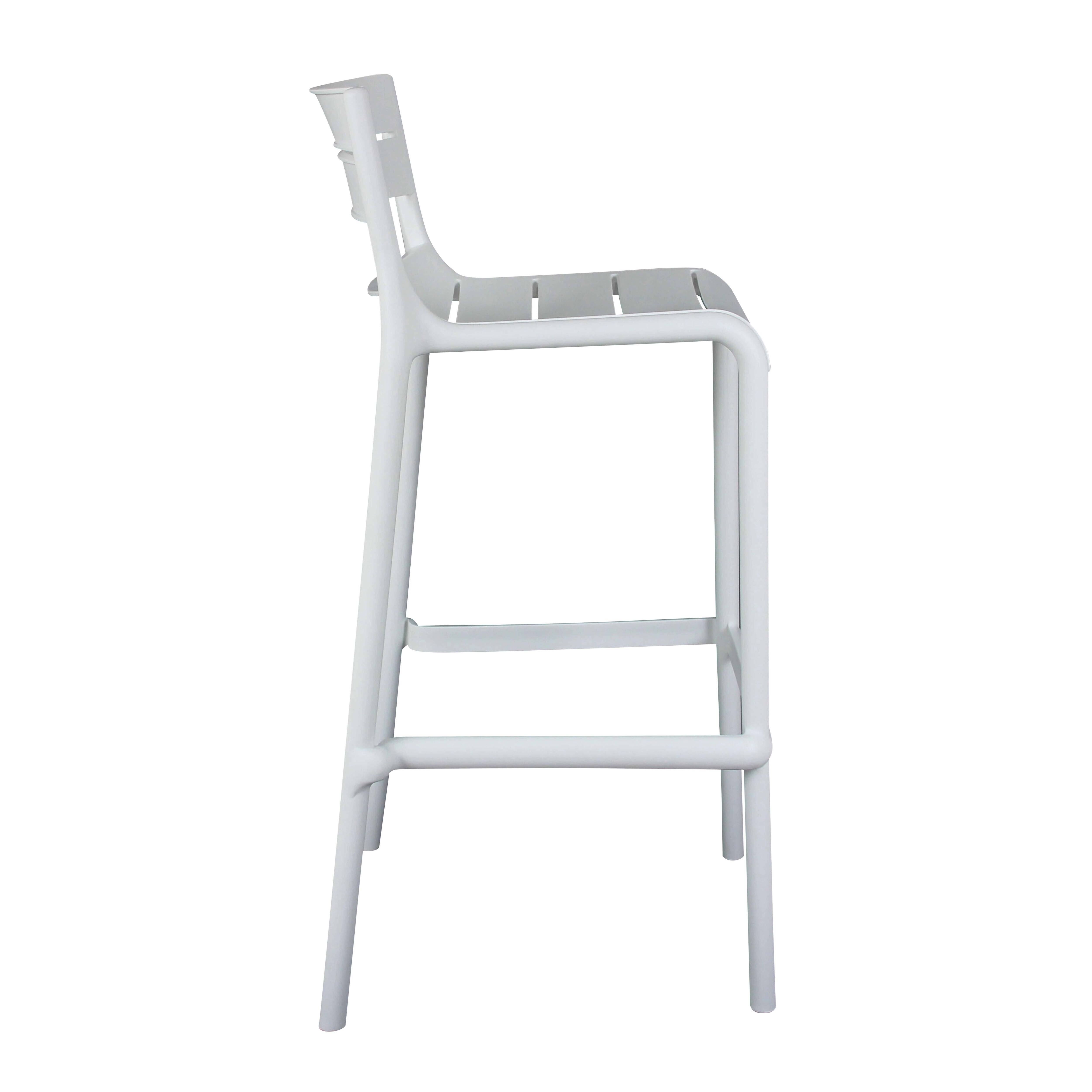 Oviala - Lot de 4 chaises hautes de terrasse en plastique blanches - Oviala - Imagen 5