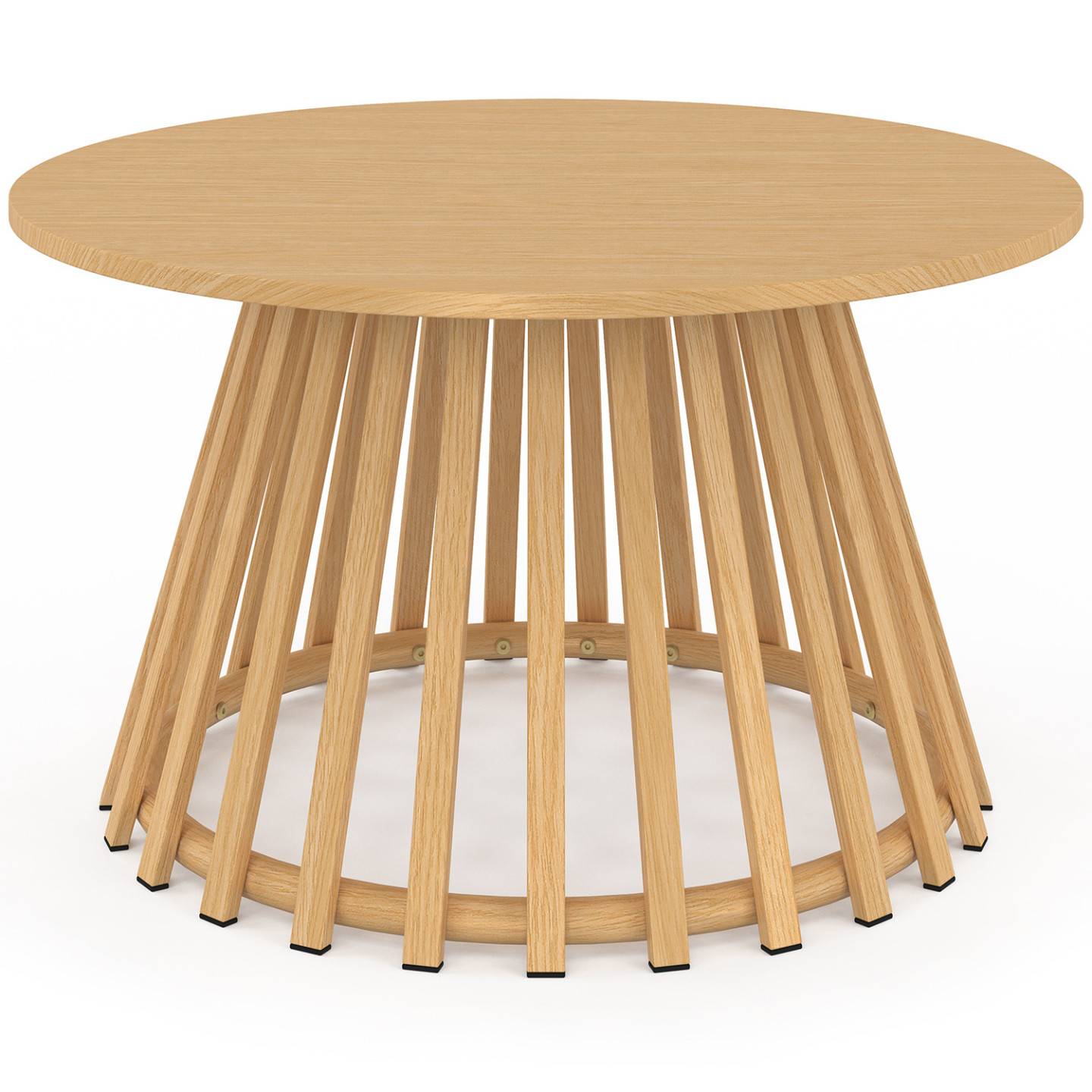 Table basse de jardin ronde 70 cm SOLAL avec pied lattes en métal effet bois - Image 3
