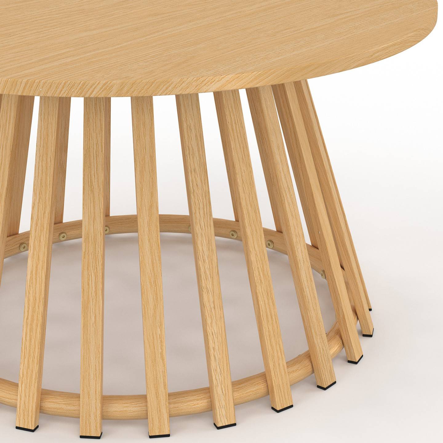 Table basse de jardin ronde 70 cm SOLAL avec pied lattes en métal effet bois - Image 5