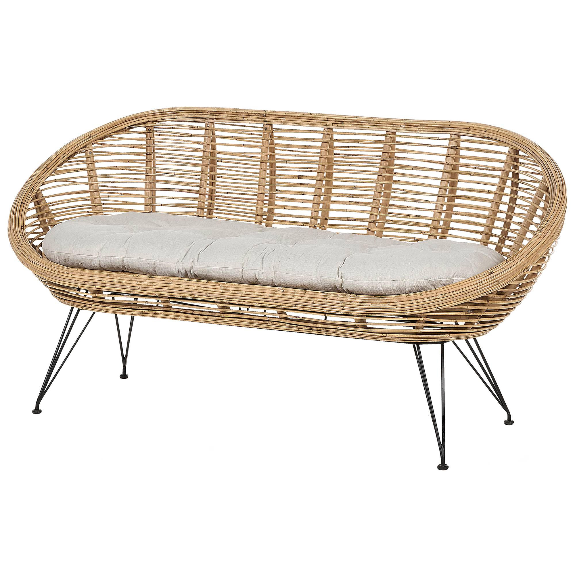 Beliani - Canapé de jardin, 2 Personnes Rotin Naturel MARATEA - Beliani - Imagen 4