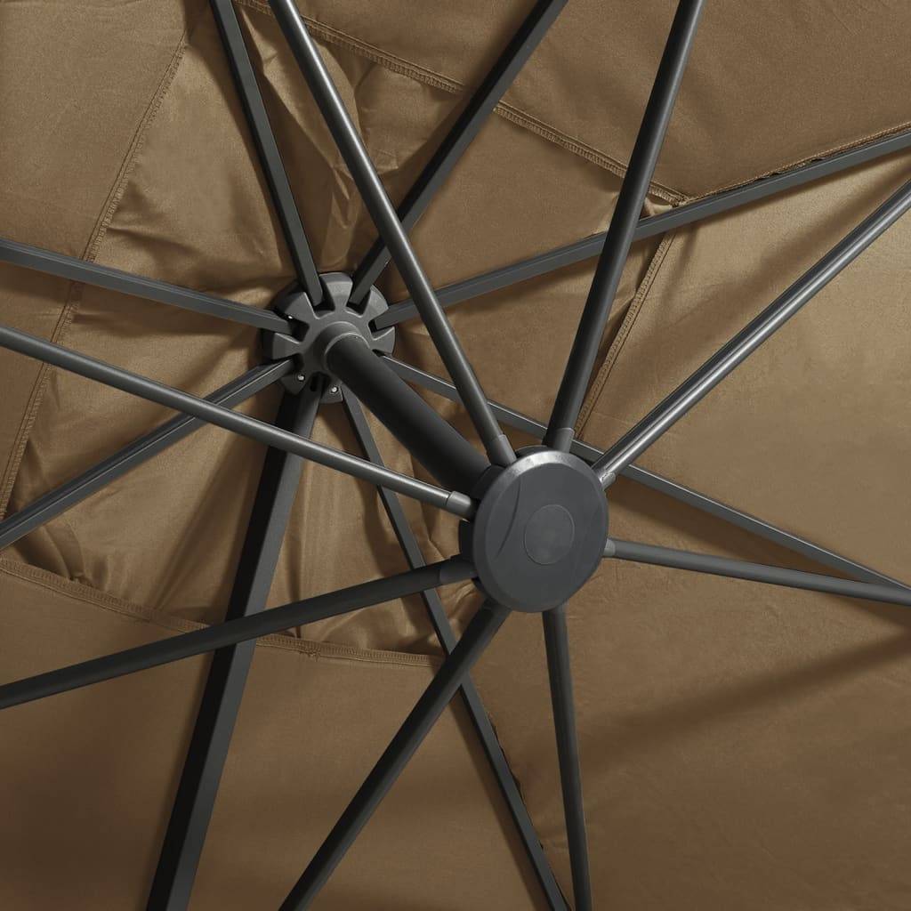 Helloshop26 - Parasol meuble de jardin déporté avec mât et lumières led 300 cm taupe - Imagen 8