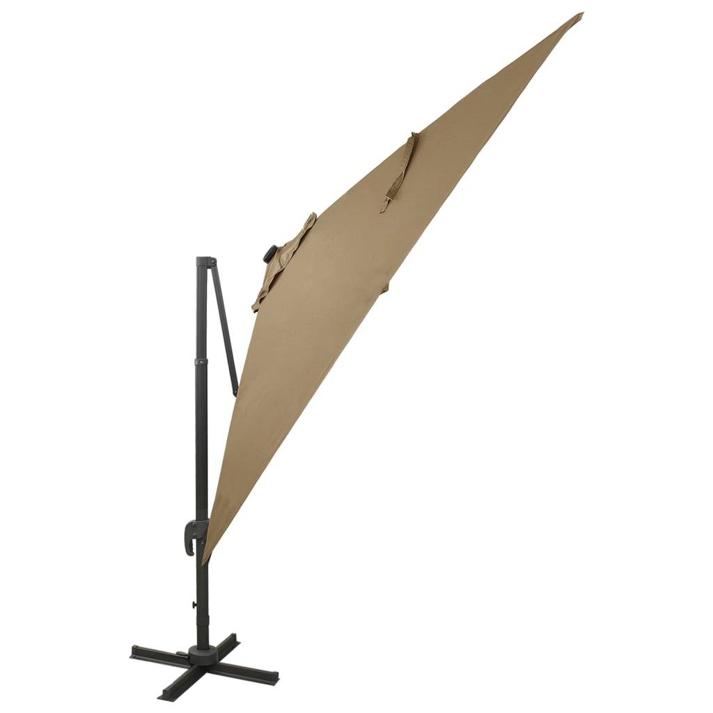 Helloshop26 - Parasol meuble de jardin déporté avec mât et lumières led 300 cm taupe - Imagen 2