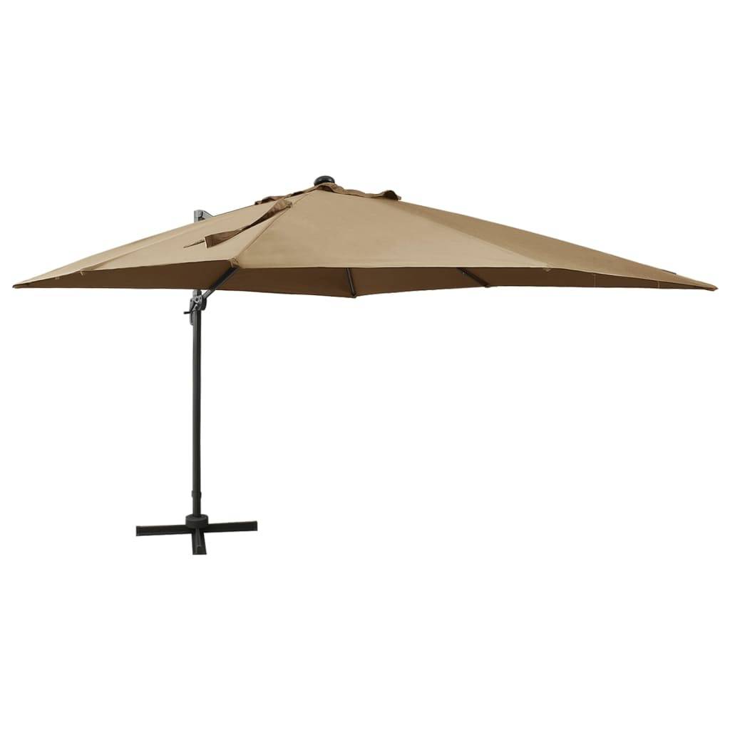 Helloshop26 - Parasol meuble de jardin déporté avec mât et lumières led 300 cm taupe - Imagen 1