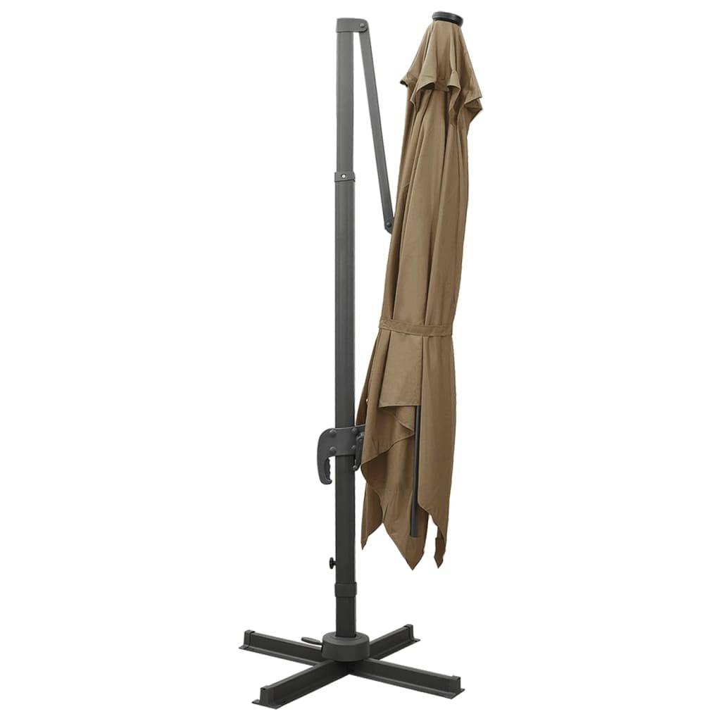 Helloshop26 - Parasol meuble de jardin déporté avec mât et lumières led 300 cm taupe - Imagen 3