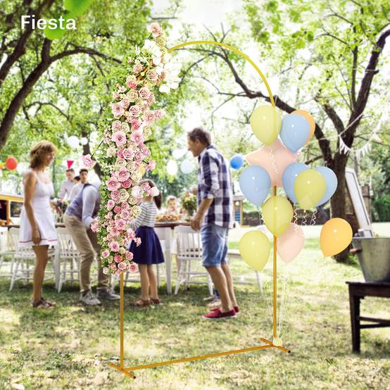 Arche de jardin métal cérémonie mariage support floral 120x40x220cm doré - ComfortXL Outdoor Living - Image 9