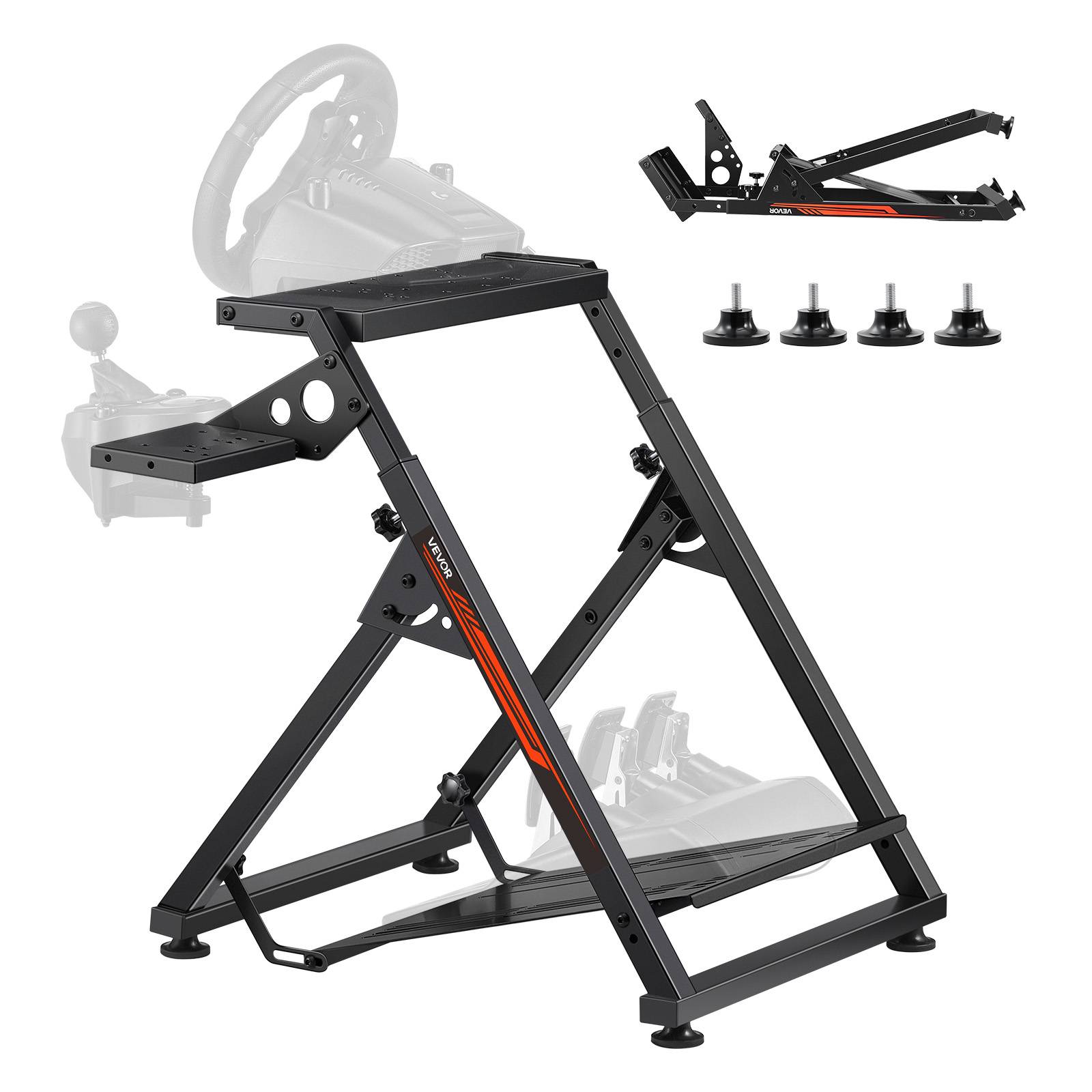 VEVOR Support volant course cockpit pliable. Compatible Logitech, Thrustmaster. Pédales non incluses. - Image 1