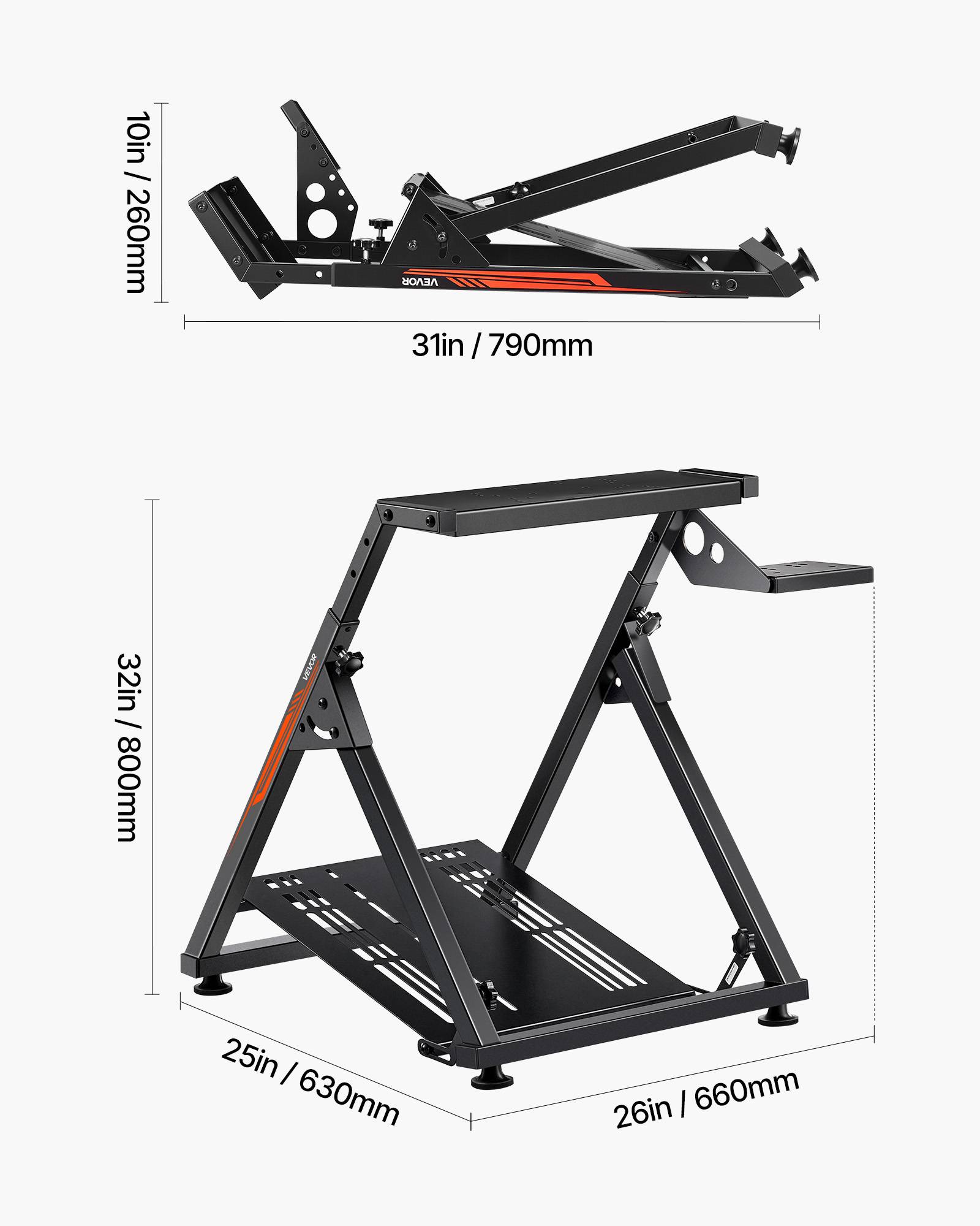 VEVOR Support volant course cockpit pliable. Compatible Logitech, Thrustmaster. Pédales non incluses. - Image 7