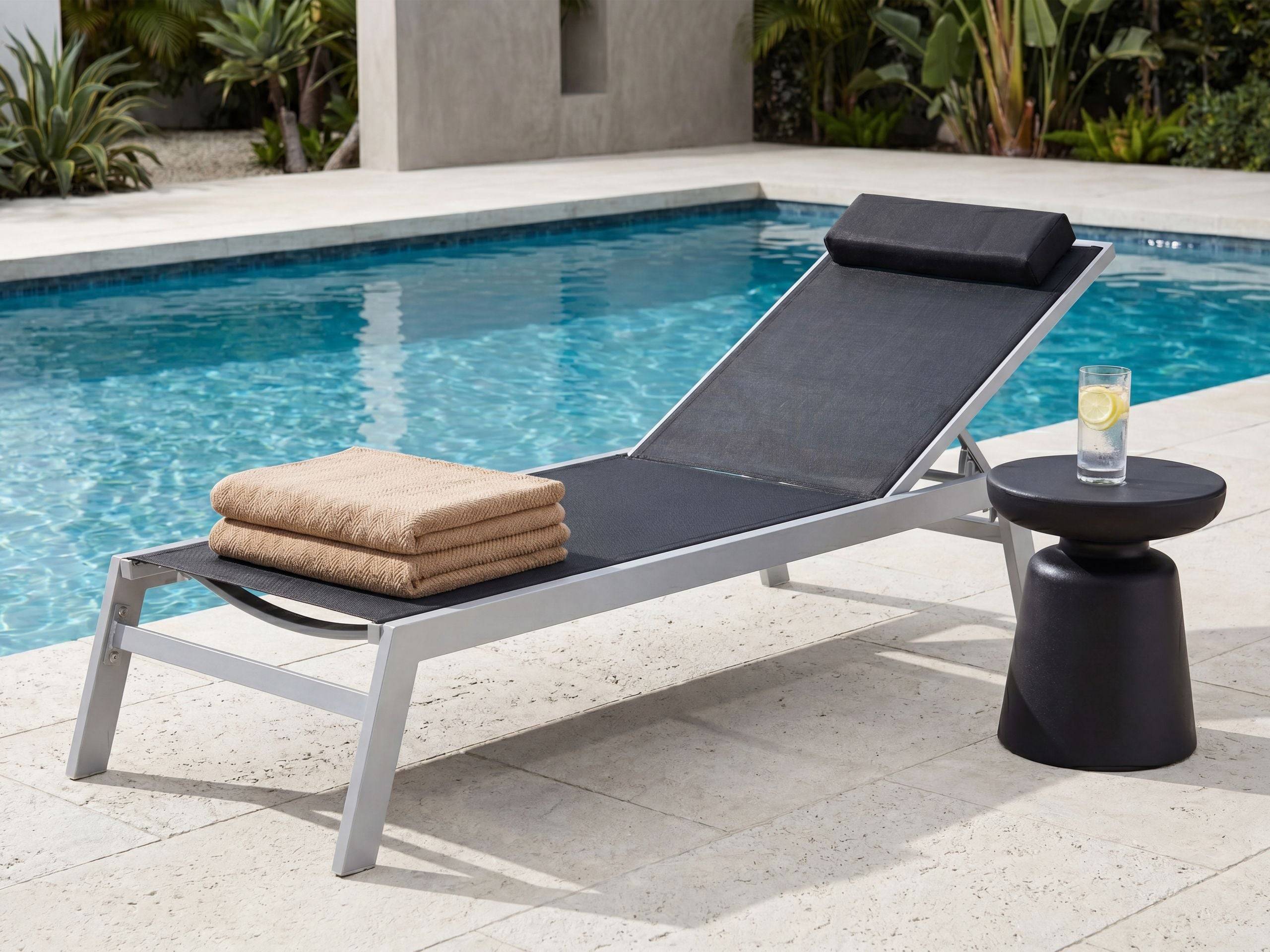 Beliani - Chaise longue Aluminium Noir CATANIA - Beliani - Imagen 1