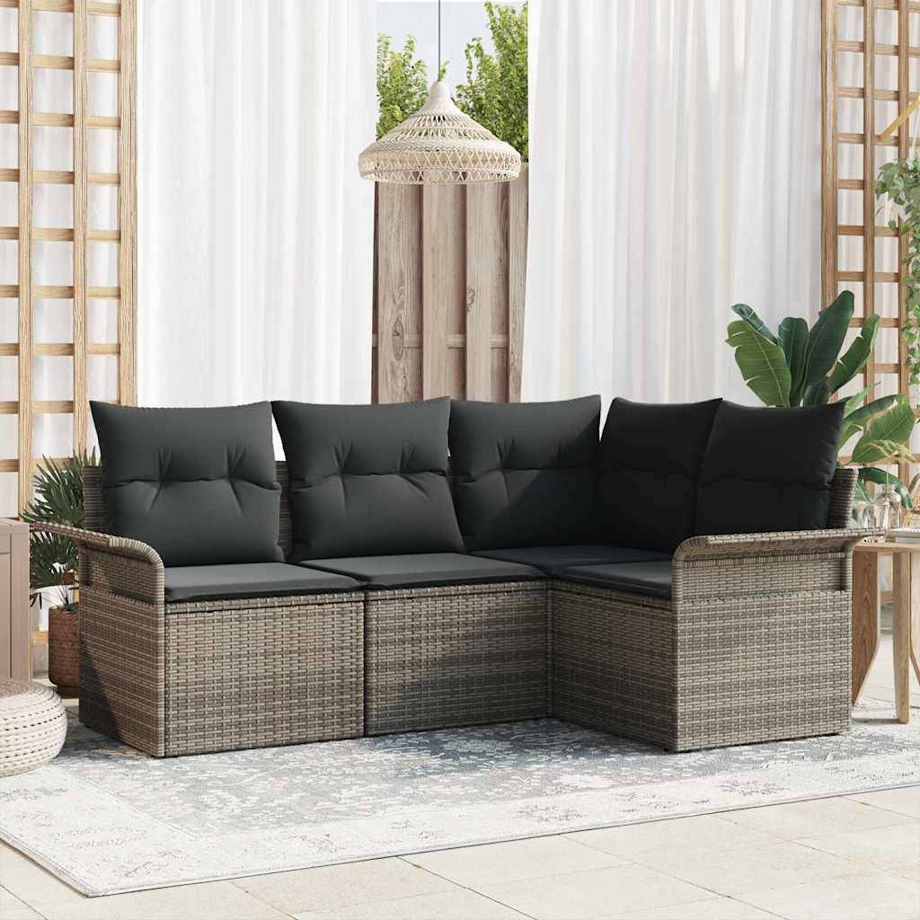 Salon de Jardin 4 Places en Résine Tressée Modulable pour Balcon Gris – ComfortXL Outdoor Living - Image 1