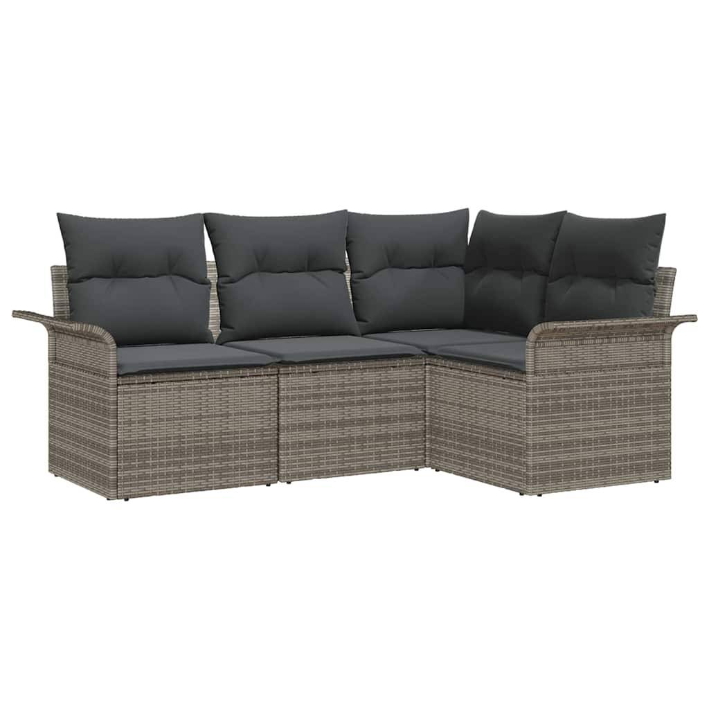 Salon de Jardin 4 Places en Résine Tressée Modulable pour Balcon Gris – ComfortXL Outdoor Living - Image 2