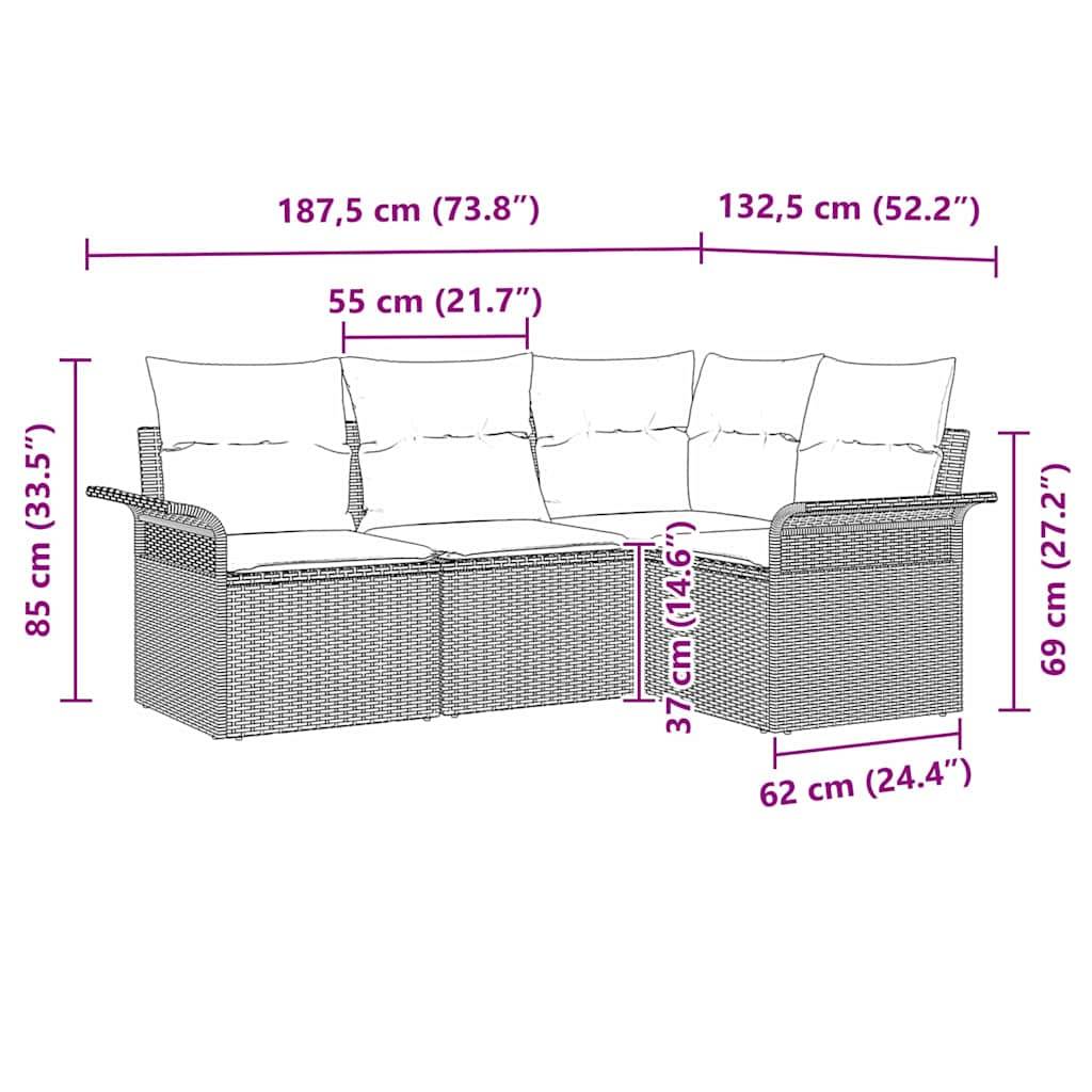 Salon de Jardin 4 Places en Résine Tressée Modulable pour Balcon Gris – ComfortXL Outdoor Living - Image 4
