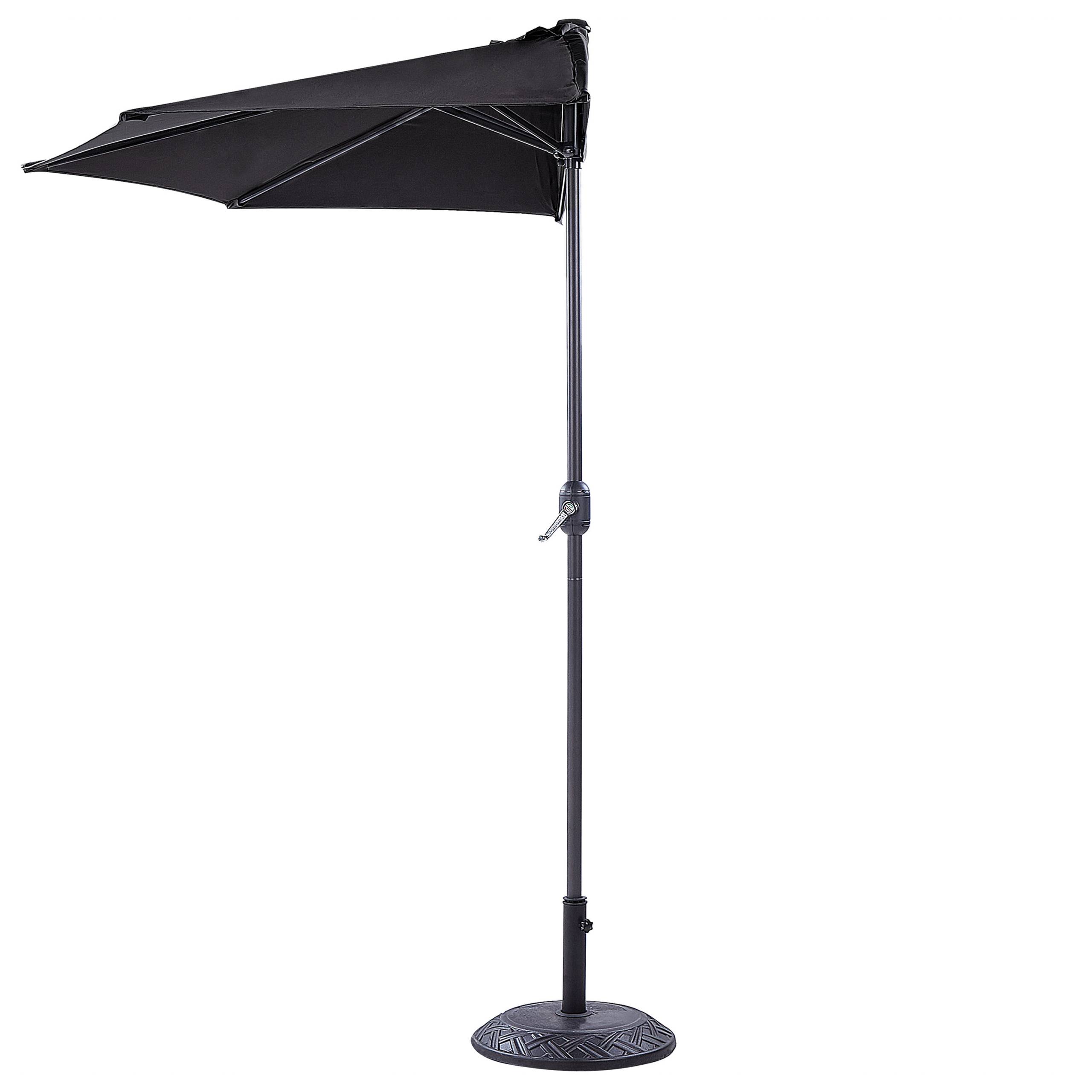 Beliani - Parasol demi-rond Tissu Noir GALATI - Beliani - Imagen 3