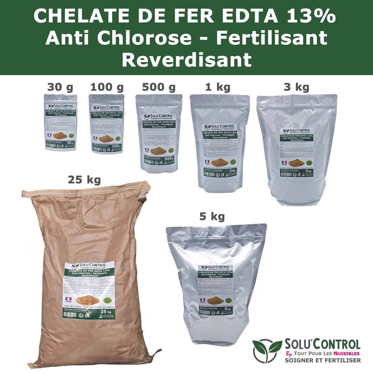 SOLU'CONTROL - Chélate de Fer EDTA 13%, Anti-chlorose, Fertilisant, Reverdissant, 25 kg - Image 4