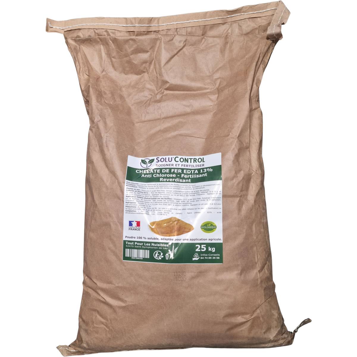 SOLU'CONTROL - Chélate de Fer EDTA 13%, Anti-chlorose, Fertilisant, Reverdissant, 25 kg - Image 2