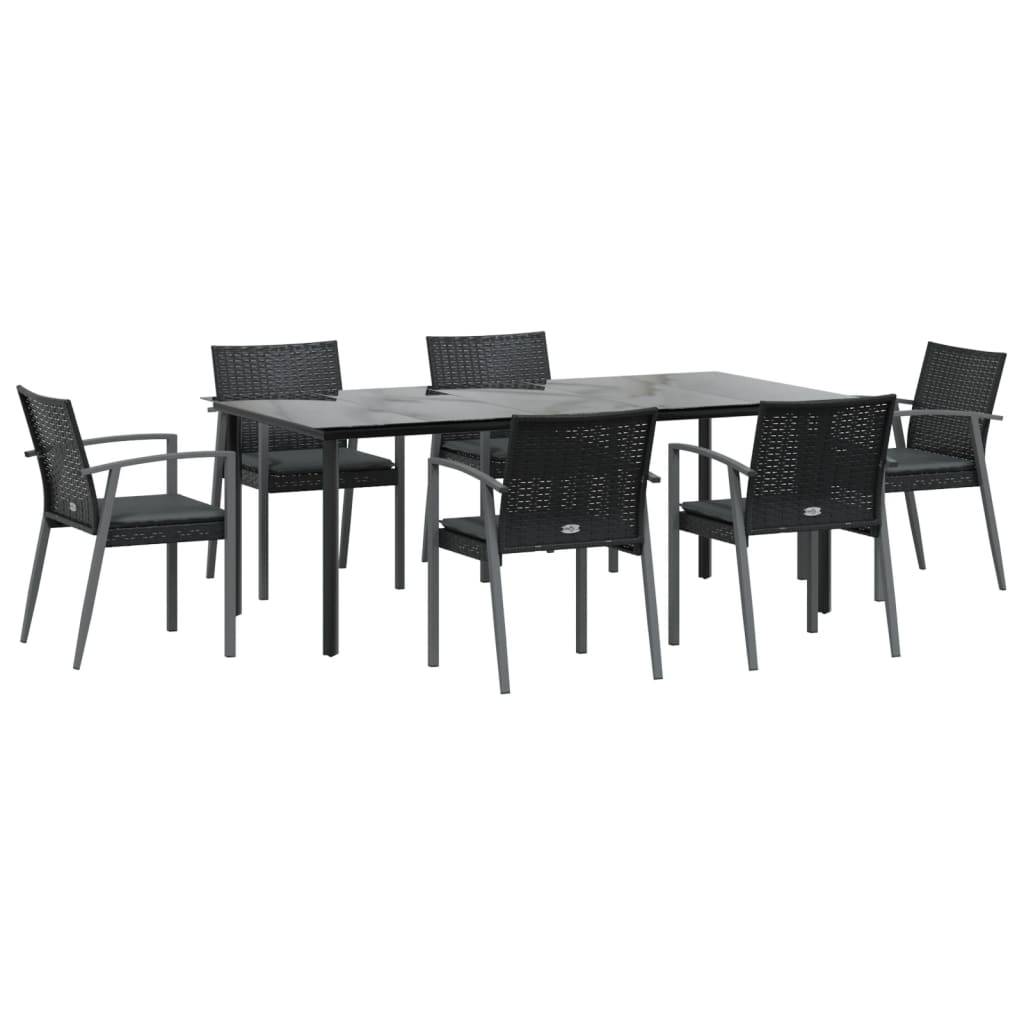 Ensemble Table et Chaises de Jardin pour 6 en Polyrotin Noir, Table XXL 200cm avec Plateau Verre – ComfortXL Outdoor Living - Image 3