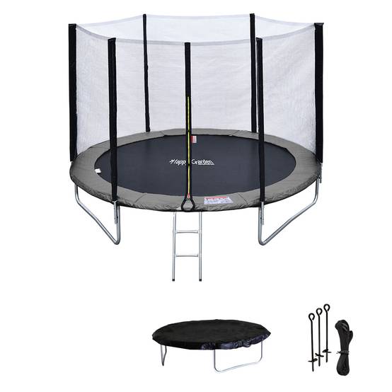 Pack Premium Trampoline 245cm réversible rose / gris CANBERRA + filet, échelle, bâche et kit d'ancrage - HAPPY GARDEN - Imagen 2