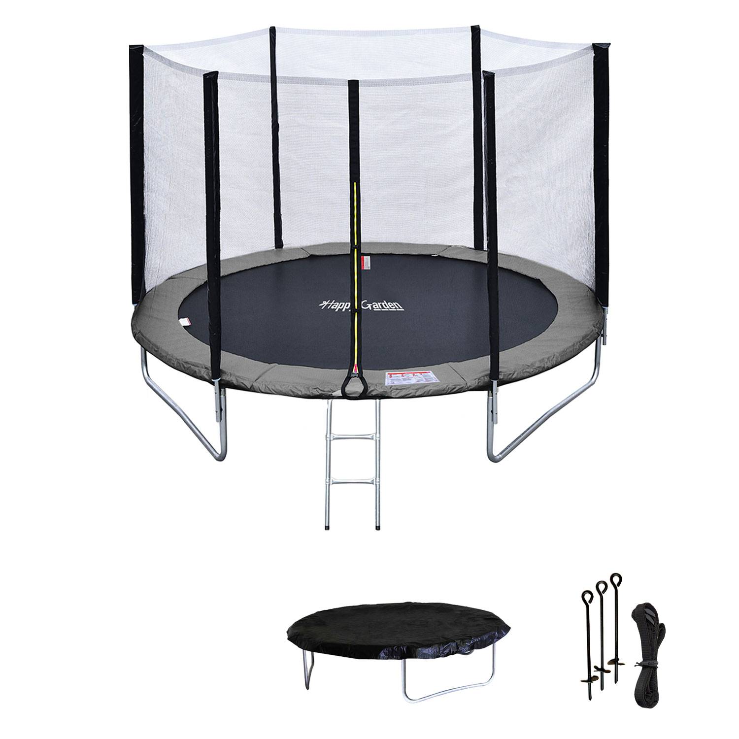 Pack Premium Trampoline 245cm réversible rose / gris CANBERRA + filet, échelle, bâche et kit d'ancrage - HAPPY GARDEN - Imagen 2