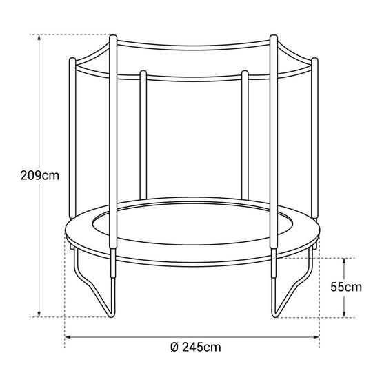 Pack Premium Trampoline 245cm réversible rose / gris CANBERRA + filet, échelle, bâche et kit d'ancrage - HAPPY GARDEN - Imagen 4