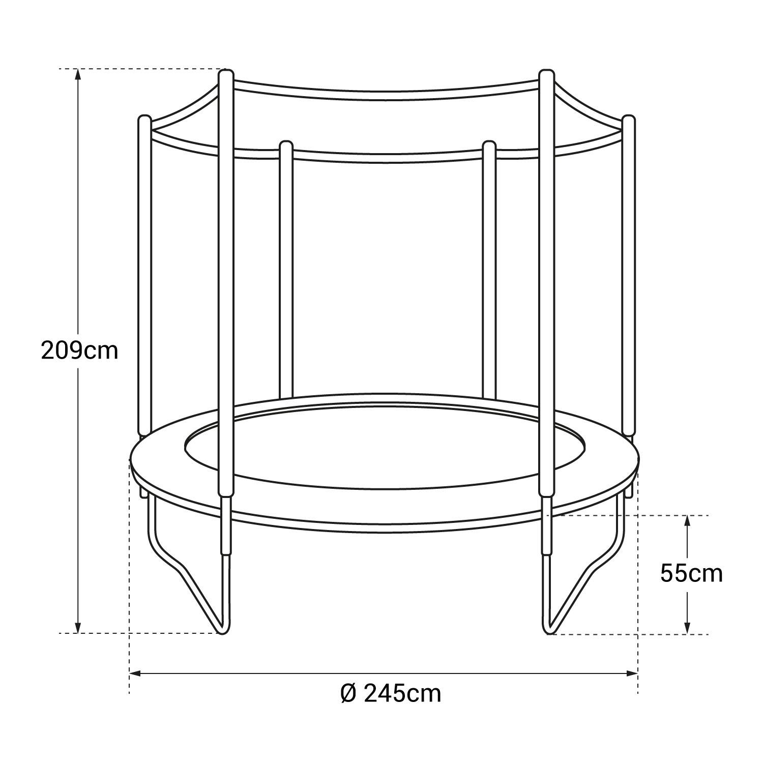 Pack Premium Trampoline 245cm réversible rose / gris CANBERRA + filet, échelle, bâche et kit d'ancrage - HAPPY GARDEN - Imagen 4