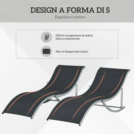 Lot de 2 transats de jardin pliables aluminium et textilène, 61x165x63 cm, noir - Image 6