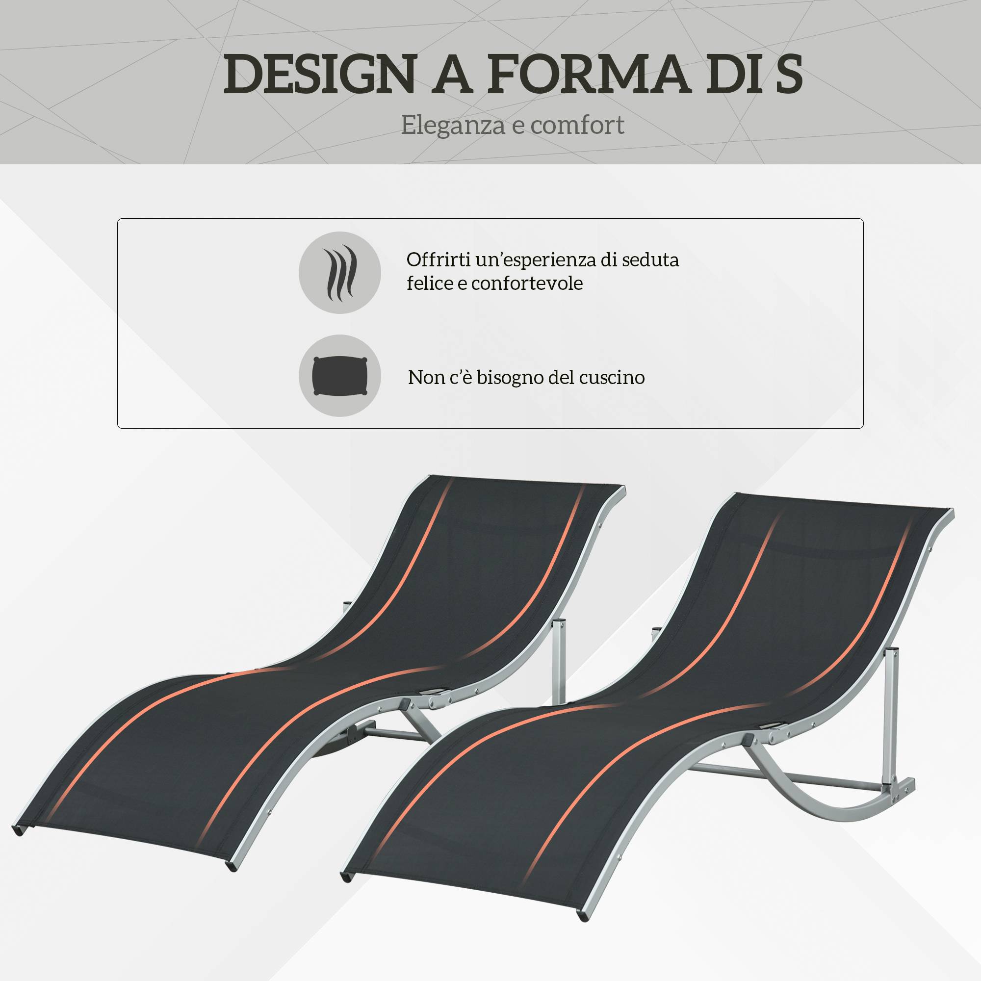 Lot de 2 transats de jardin pliables aluminium et textilène, 61x165x63 cm, noir - Image 6