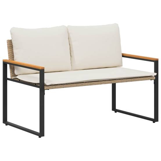 Canapé 2 Places Résine et Acacia Salon de Jardin Confort Beige et Crème – ComfortXL Outdoor Living - Image 2
