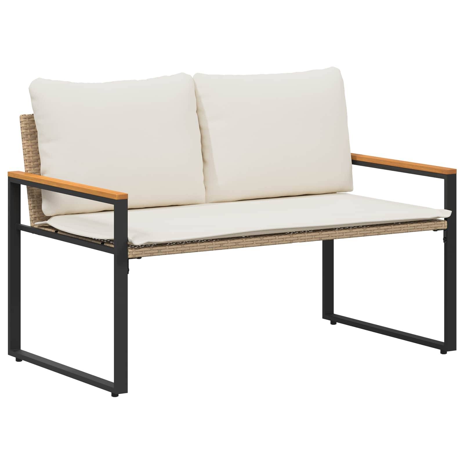 Canapé 2 Places Résine et Acacia Salon de Jardin Confort Beige et Crème – ComfortXL Outdoor Living - Image 2