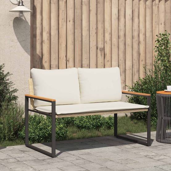 Canapé 2 Places Résine et Acacia Salon de Jardin Confort Beige et Crème – ComfortXL Outdoor Living - Image 3