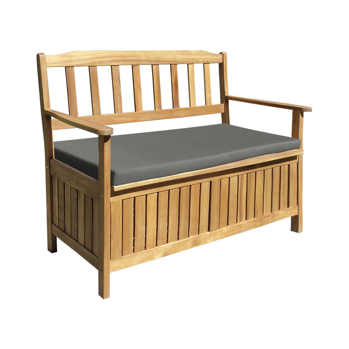 Banc de jardin en acacia avec coffre de rangement - Cémonjardin - Image 1