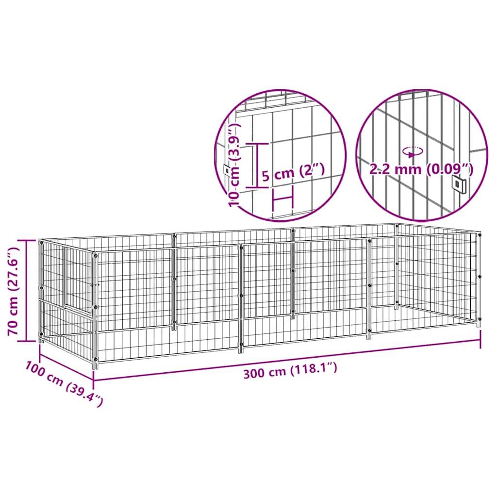 Vidaxl - Chenil Argenté 3 m² Acier vidaXL 3082101 - Imagen 3