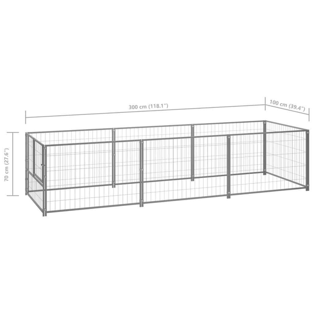 Vidaxl - Chenil Argenté 3 m² Acier vidaXL 3082101 - Imagen 8