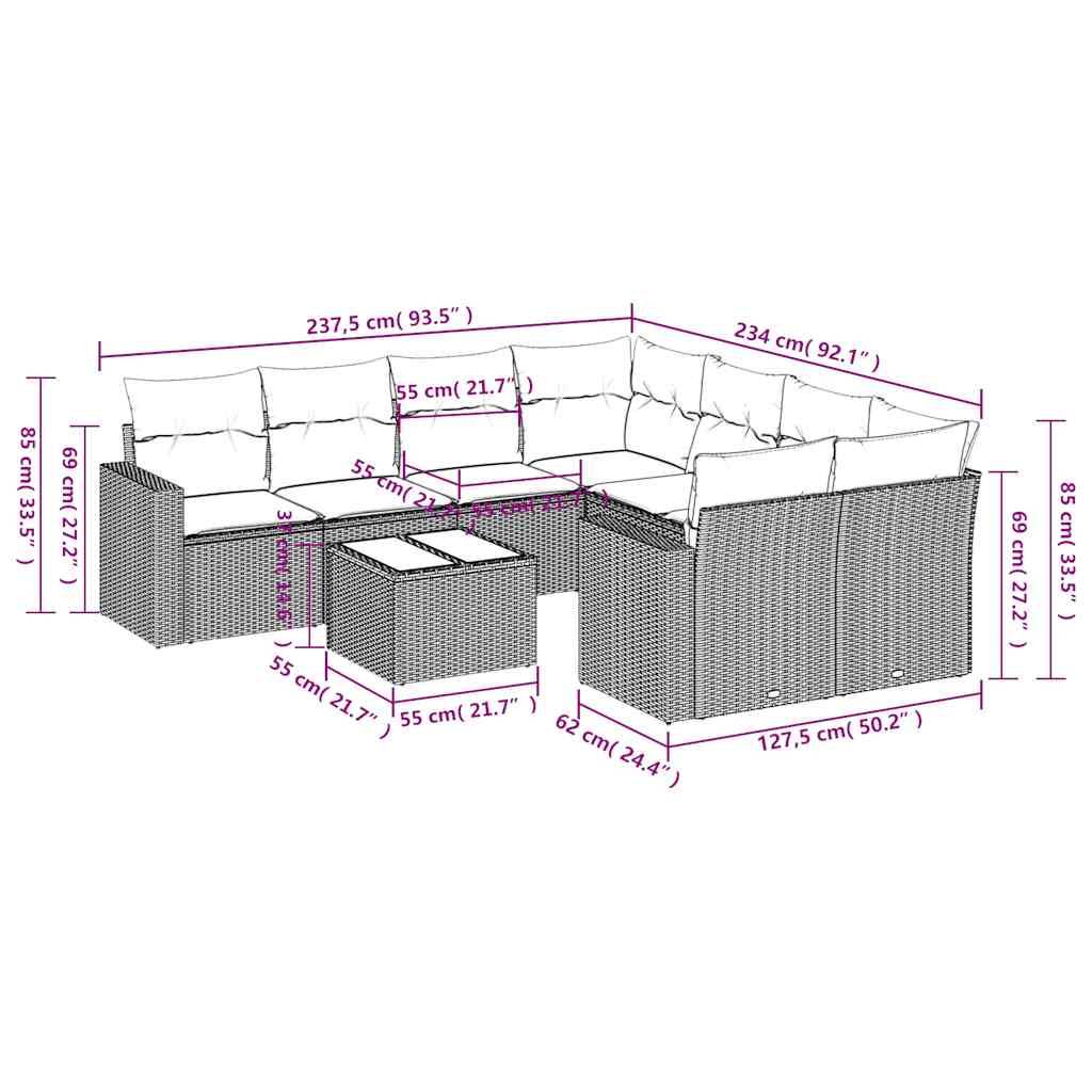 Canapé d'Angle de Jardin 8 Places Résine Tressée Beige Coussins Gris Clair – ComfortXL Outdoor Living - Image 3