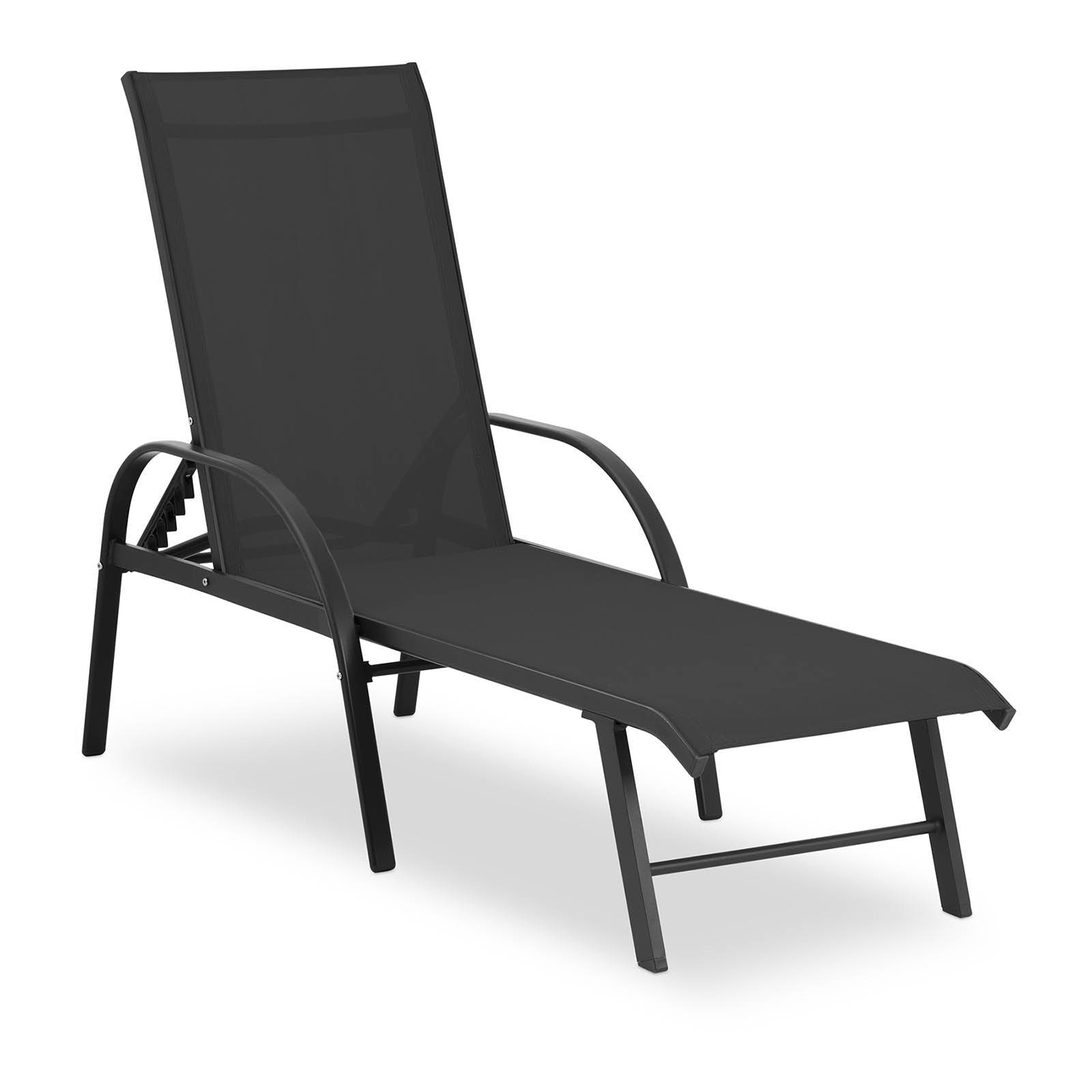 Helloshop26 - Chaise longue de jardin dtructure en aluminium dossier réglable nnoir - Imagen 1