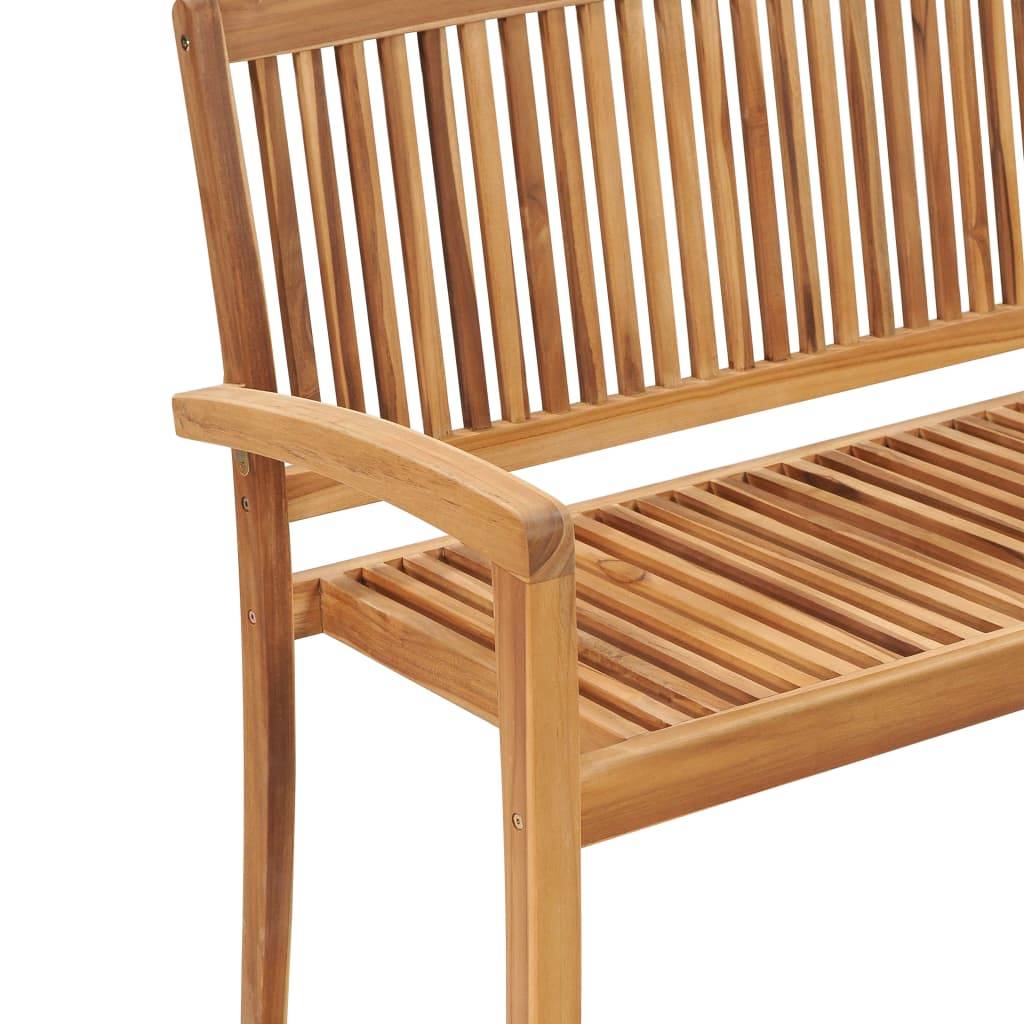 Helloshop26 - Banc de jardin meuble de patio d'extérieur terrasse empilable et coussin 128,5 x 57,5 x 90 cm bois de teck massif - Imagen 4