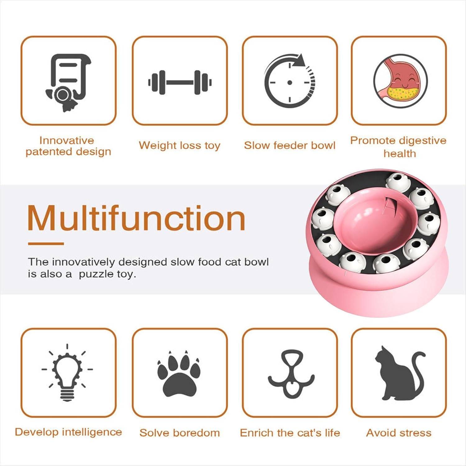 DtopbuyAge - Gamelle pour chat - Surélevée avec support, jouet puzzle interactif - Image 4