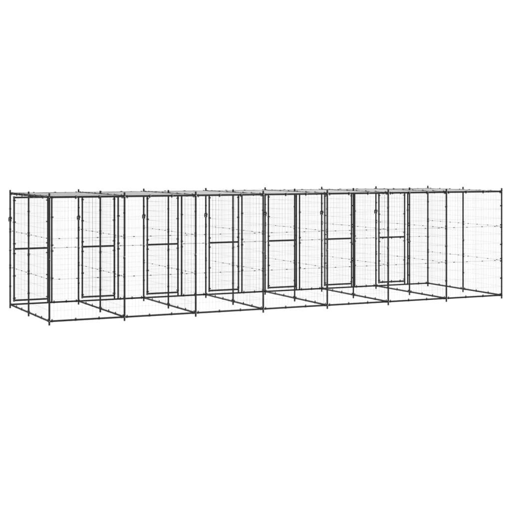 Helloshop26 - Chenil extérieur cage enclos parc animaux chien extérieur acier avec toit 16,94 m² - Imagen 5
