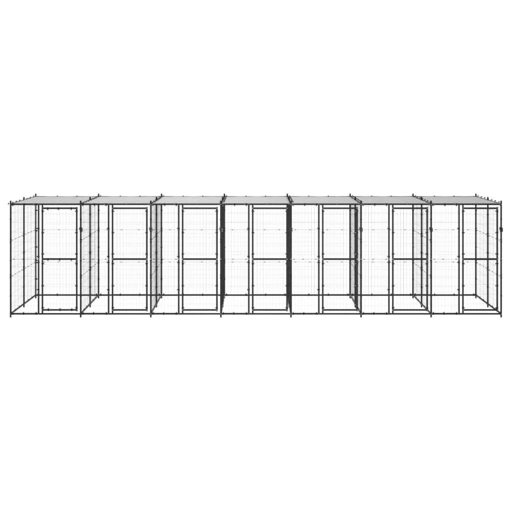 Helloshop26 - Chenil extérieur cage enclos parc animaux chien extérieur acier avec toit 16,94 m² - Imagen 3