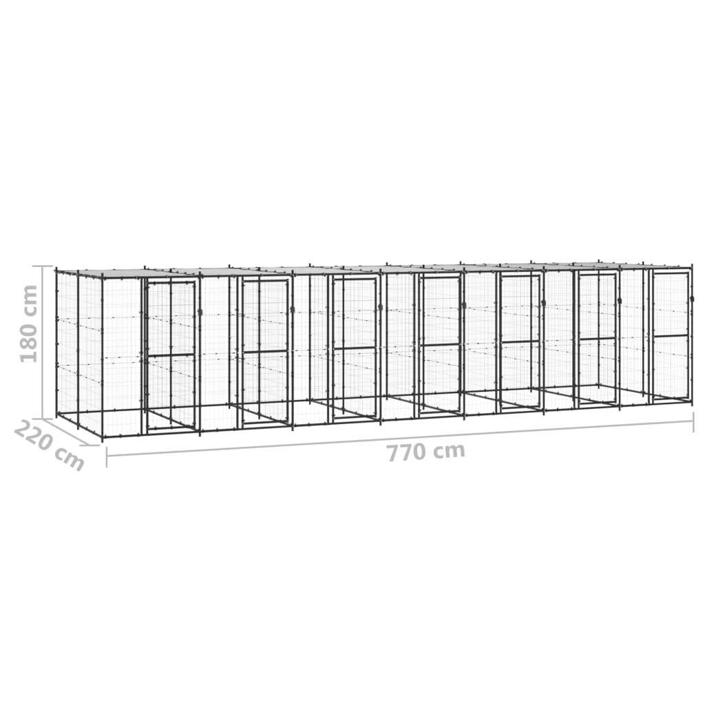 Helloshop26 - Chenil extérieur cage enclos parc animaux chien extérieur acier avec toit 16,94 m² - Imagen 2