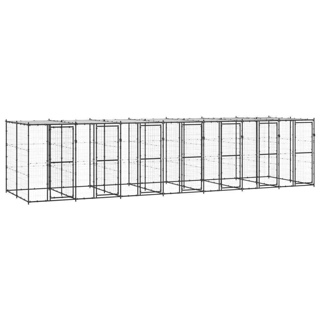 Helloshop26 - Chenil extérieur cage enclos parc animaux chien extérieur acier avec toit 16,94 m² - Imagen 1