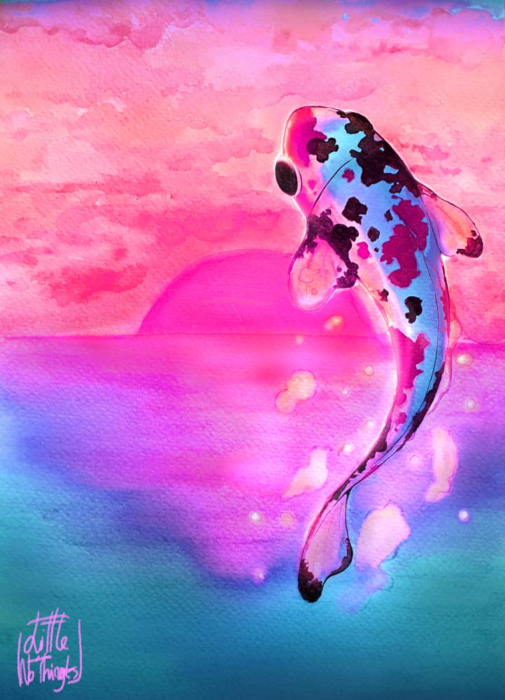 Tableau décoratif 29,7x42cm "carpe koi" - Imagen 1