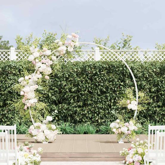 Arche de Mariage Ronde Acier Blanc Décoration Cérémonie et Jardin 223x201cm - ComfortXL Outdoor Living - Image 1