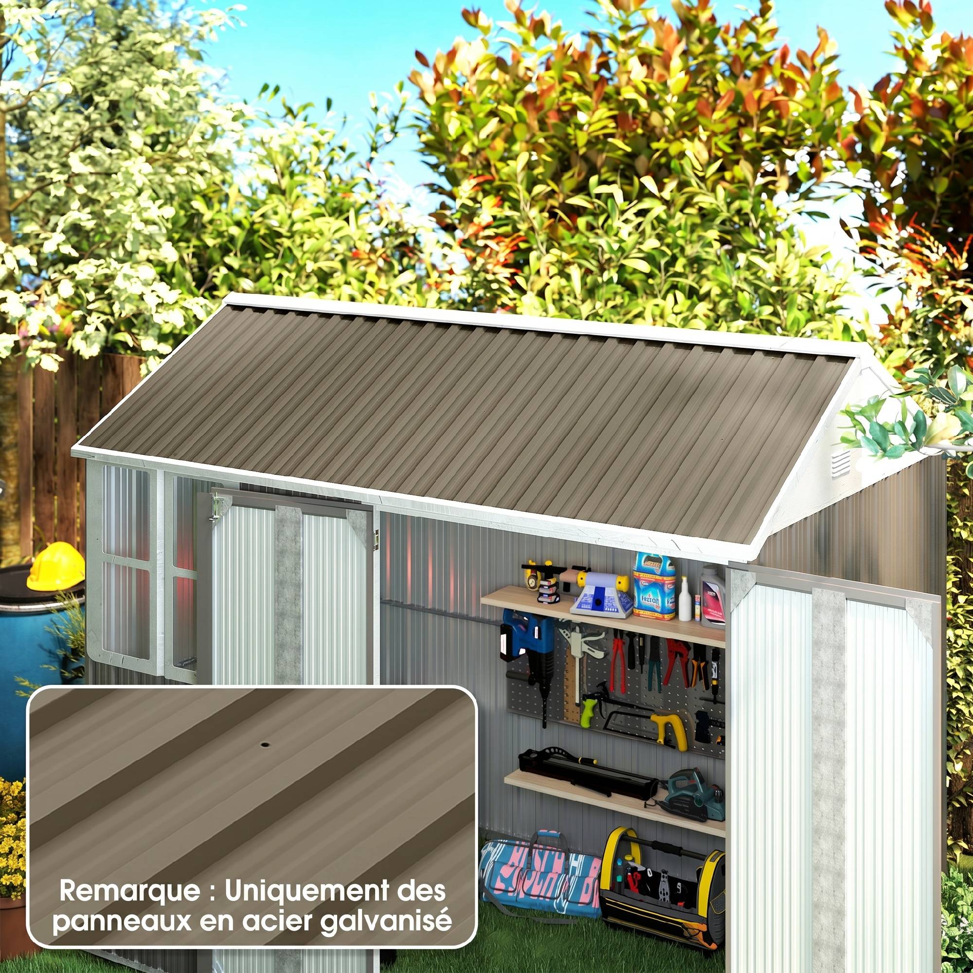 ComfortXL - Lot de 12 panneaux de toiture en acier galvanisé marron 129 x 45 cm pour abri et garage pose simplifiée - Image 1