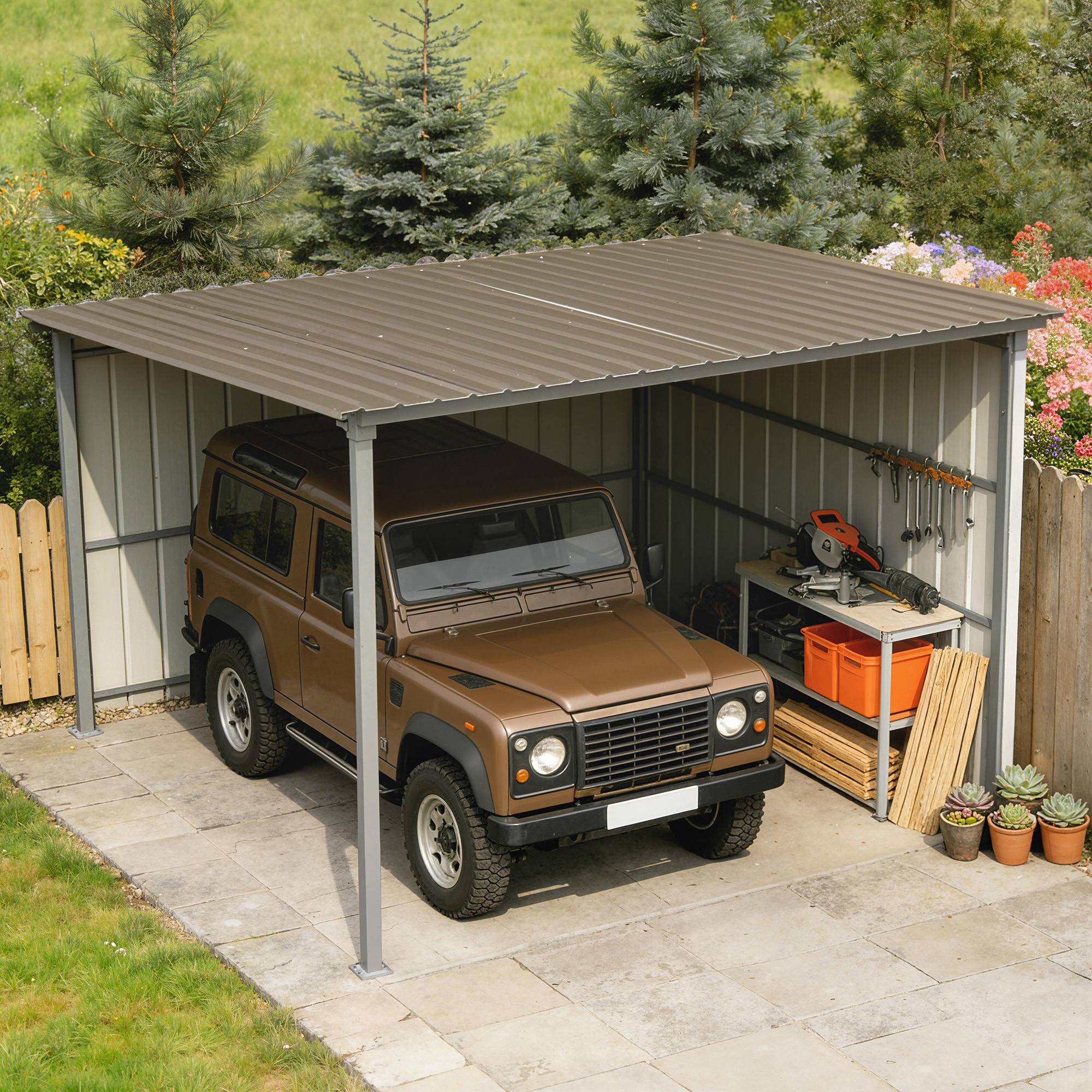 ComfortXL - Lot de 12 panneaux de toiture en acier galvanisé marron 129 x 45 cm pour abri et garage pose simplifiée - Image 8