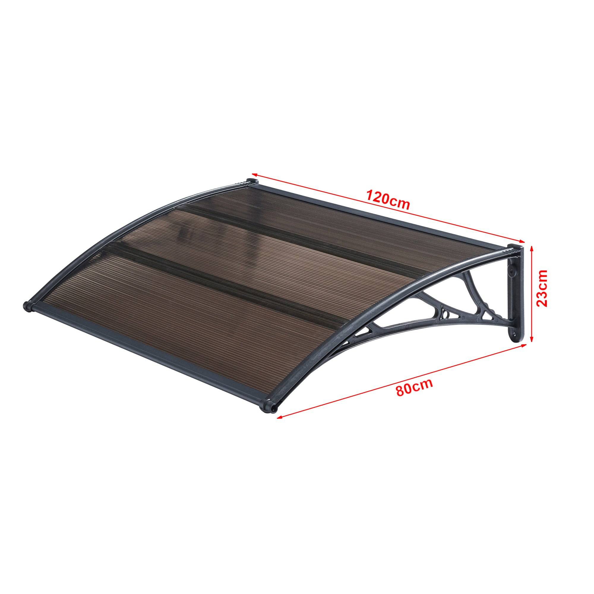 Helloshop26 - Auvent de porte d'entrée design marquise d'accueil résistante aux intempéries 120 x 80 cm noir marron - Imagen 2
