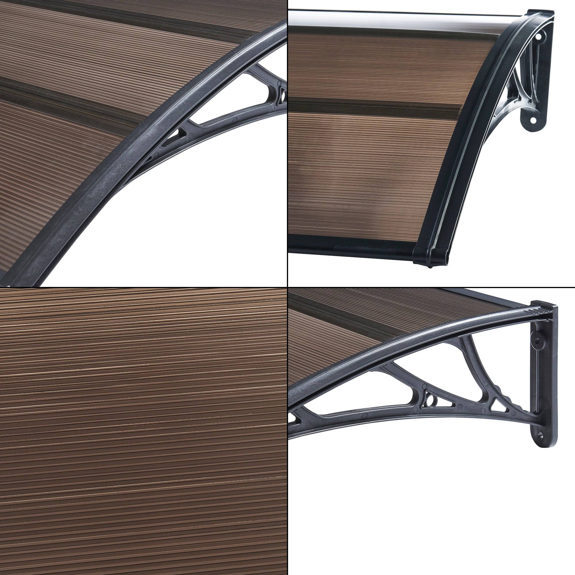 Helloshop26 - Auvent de porte d'entrée design marquise d'accueil résistante aux intempéries 120 x 80 cm noir marron - Imagen 4