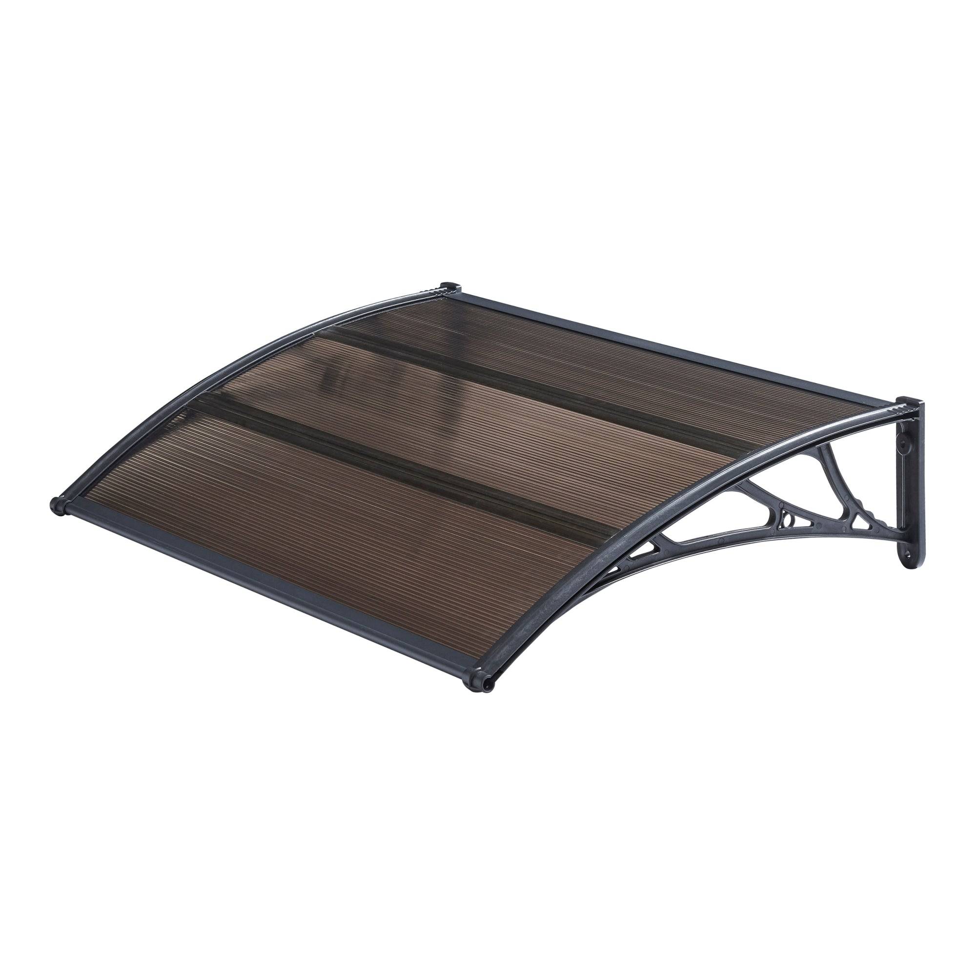 Helloshop26 - Auvent de porte d'entrée design marquise d'accueil résistante aux intempéries 120 x 80 cm noir marron - Imagen 1