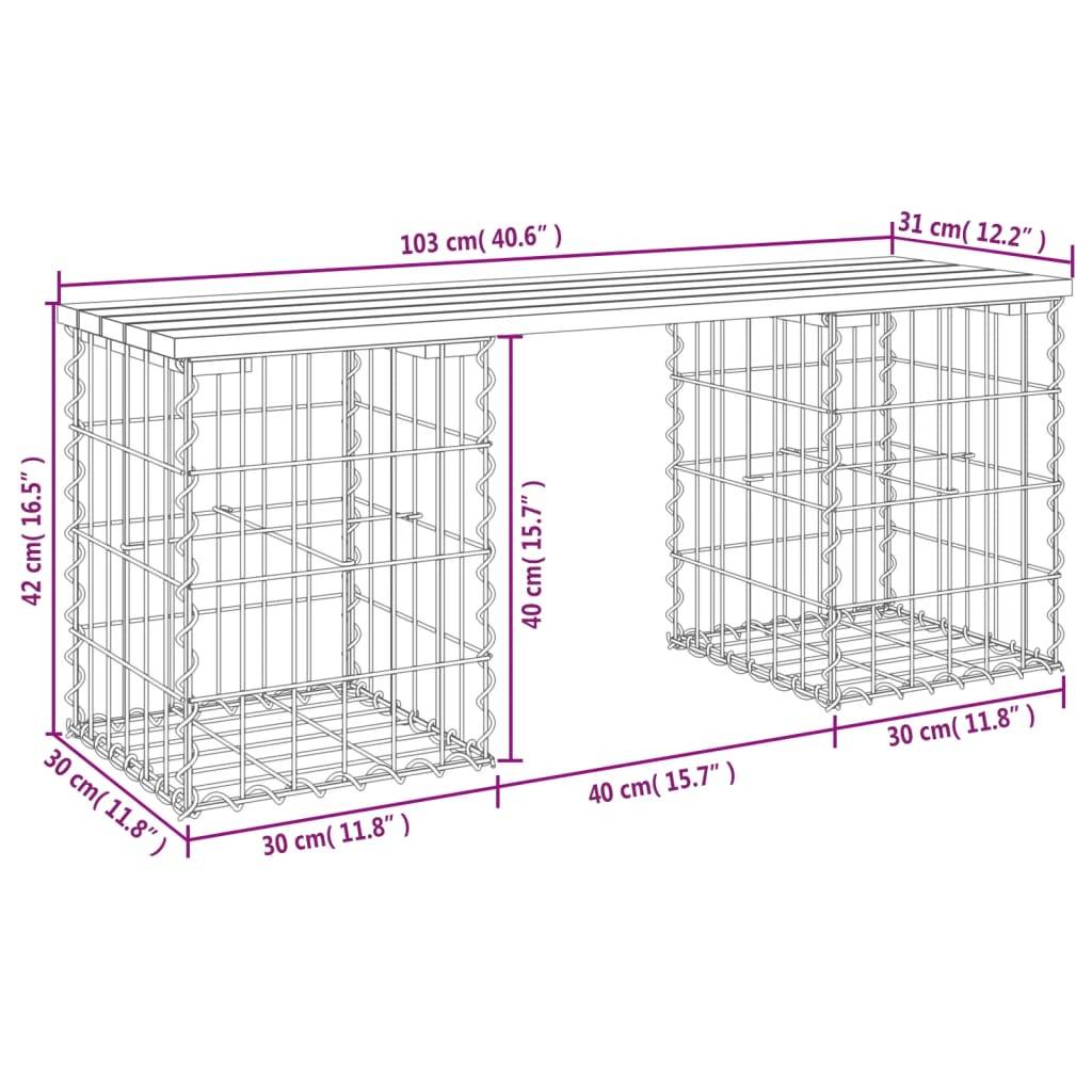 Maison Chic - Banc de jardin - Banc d'extérieur - Banquette design de gabion 103x31x42 cm bois massif de pin - Imagen 8